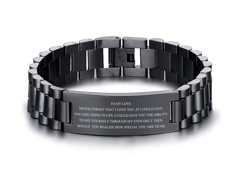 VNOX Engrave Love Quote Link Bracelet for Men Husband/Boyfriend/Son/Lover/Brother/Teen Valentines Day Christmas Birthday Gifts for Him,Personalized Gifts - Image 1